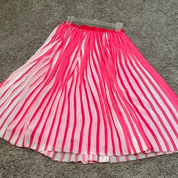J. Crew Peekaboo Stripe Pleated Skirt in Pink and White (NWT) - Picture 4 of 8